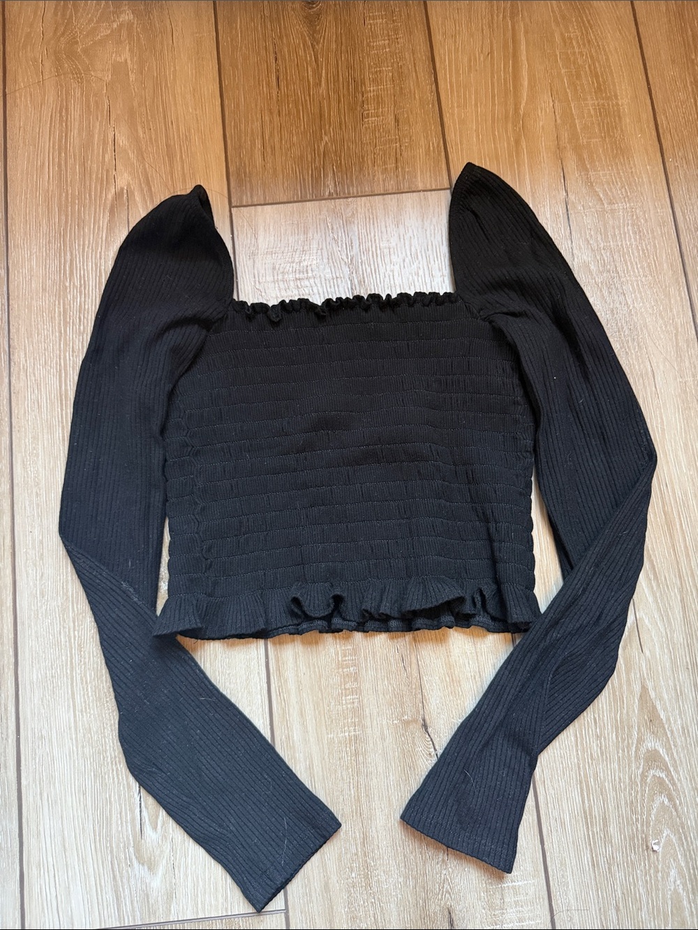 Reformation black square neck long sleeve